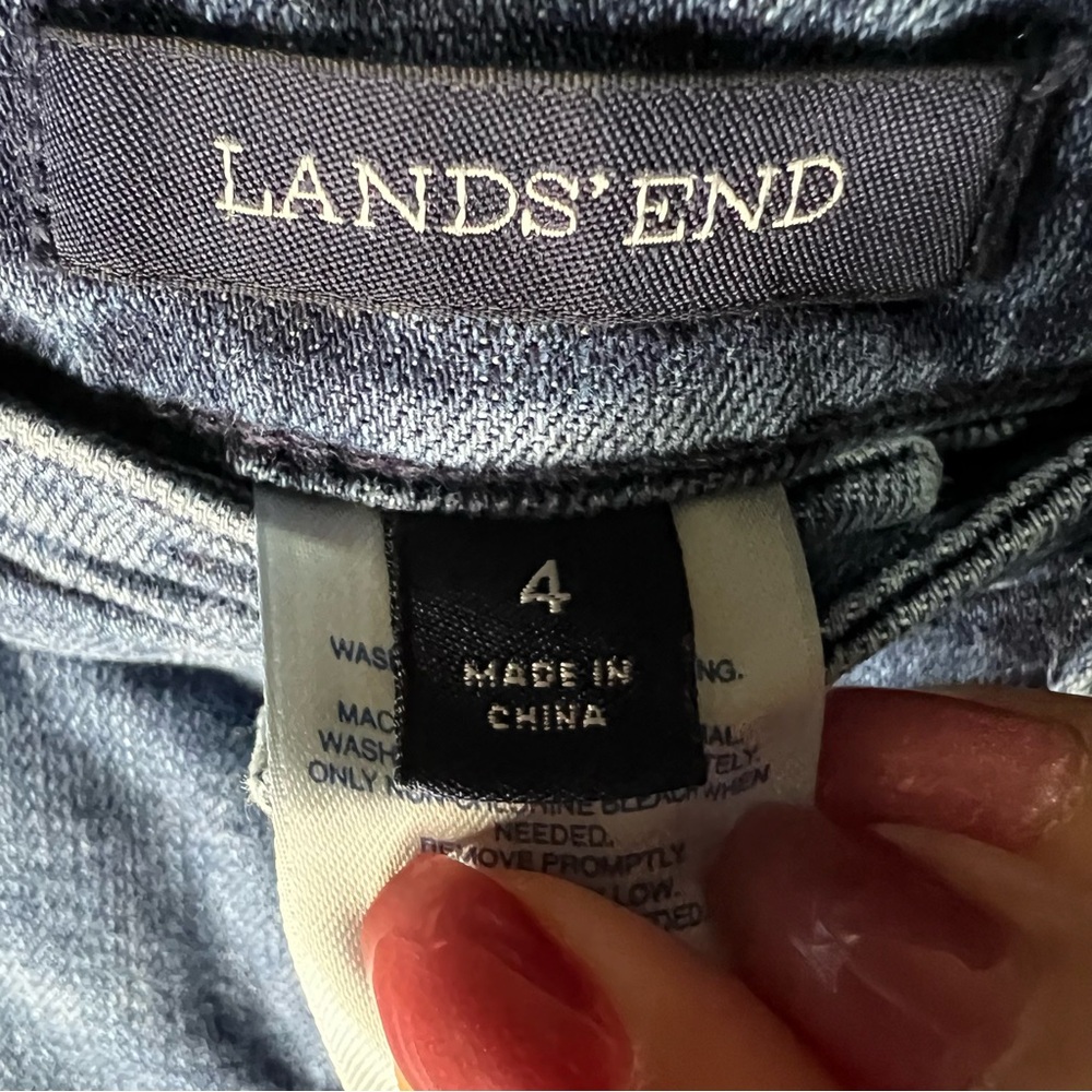 Lands'‎ End Denim Blue Pencil Skirt Classic Stretch Knee Length Casual Preppy - Picture 6 of 11